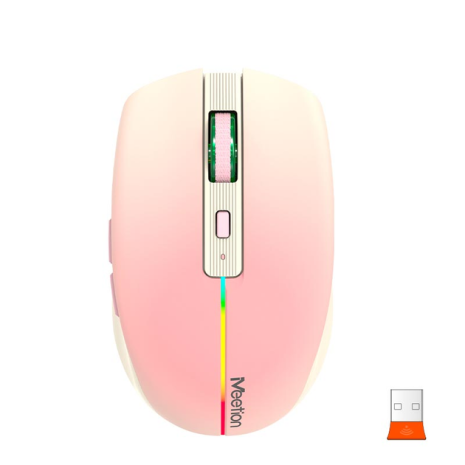 Мышь MEETION 2.4G+Bluetooth Dual Mode gaming mouse BTM002 |1000-1200-1600dpi, 6keys, Type-C Charging, RGB| pink