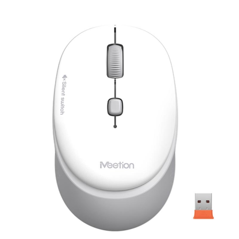 Мышь MEETION 2.4G Wireless Office Mouse R571 |1000/1200/1600 DPI, AA Battery| white-grey