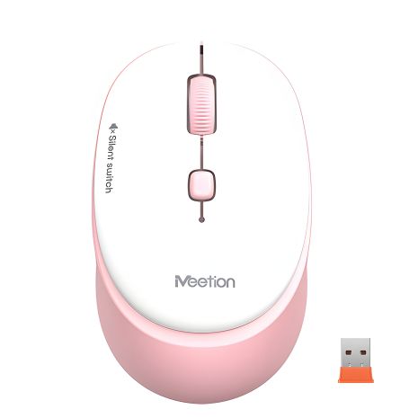 MEETION Office Wireless Mouse R571 |1000/1200/1600 DPI, AA Battery, 2.4G| white-pink