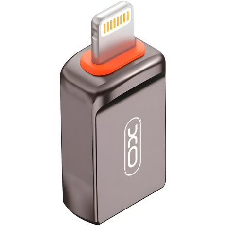 OTG-адаптер XO NB281A Apple на USB Zinc Alloy Adapter сірого кольору