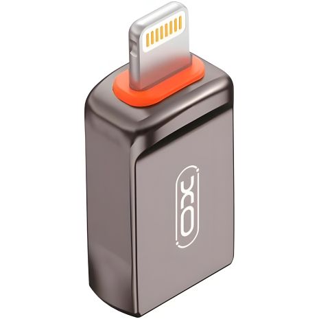 OTG-адаптер XO NB281A Apple на USB Zinc Alloy Adapter сірого кольору