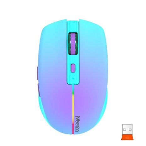 Мышь MEETION 2.4G+Bluetooth Dual Mode gaming mouse BTM002 |1000-1200-1600dpi, 6keys, Type-C Charging, RGB| purple