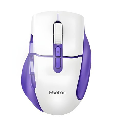 Бездротова миша MEETION 2.4G Bluetooth Wireless Gaming Mouse BTM001, 800-1200-1600-2400dpi, 7keys, 700mAh, 35h/140h, Type-C Charging, RGB, white-purple