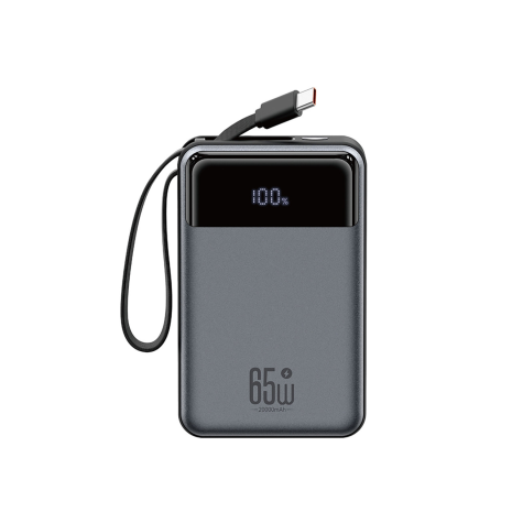 Повербанк XO PR267 65W with 65W Type-C 2-way charging cable 20000 mAh Сірий Повербанк XO PR267 65W with 65W Type-C 2-way charging cable 20000 mAh Сірий