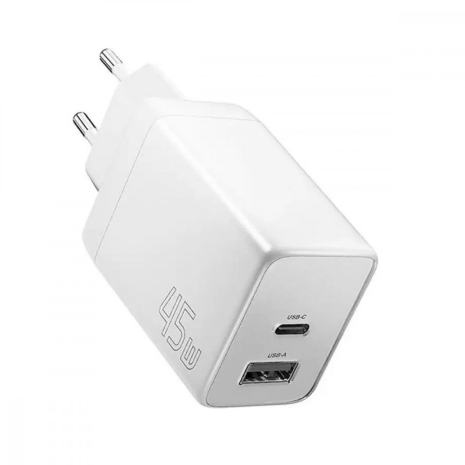 Зарядний пристрій ESSAGER ECT45W Gan 1USB 1Type-C 45W white