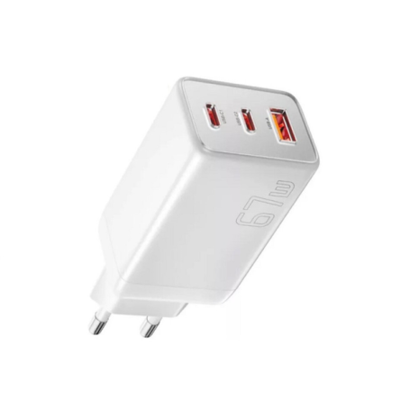 Зарядное устройство ESSAGER ECT67W Gan 1USB 2T-C 67W white