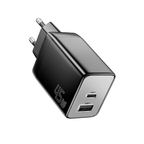 Зарядний пристрій ESSAGER ECT45W Gan 1USB 1Type-C 45W black