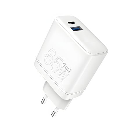 Зарядний пристрій WUW-C175 GaN 65W USB A і Type C білий