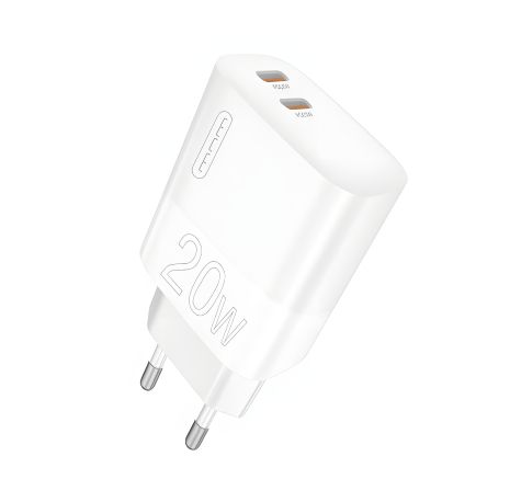 Зарядний пристрій WUW-C193 PD20W x2 Charger Type-C обидві порти білий