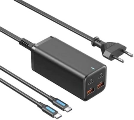 Зарядний пристрій Vention 4-Port USB (C+C+A+A) GaN Charger (100W/100W/18W/18W) EU-Plug Black Зарядний пристрій Vention 4-Port USB (C+C+A+A) GaN Charger (100W/100W/18W/18W) EU-Plug Black