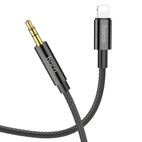 Hoco UPA19 AUX кабель, Lightning to Jack 3.5, 1m, чорний