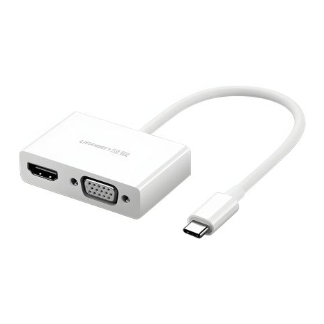 UGREEN Type C to HDMI + VGA Converter Adapter (White)