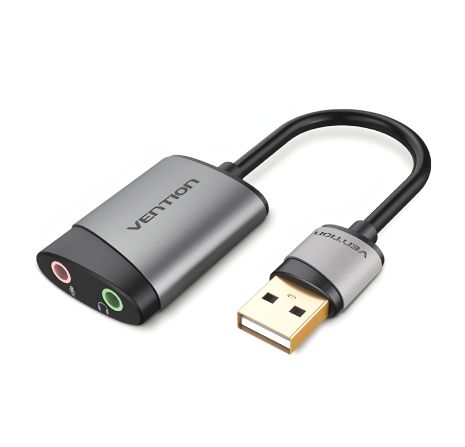 Адаптер Vention USB External Sound Card, 0.15M Grey Metal Type CDKHB