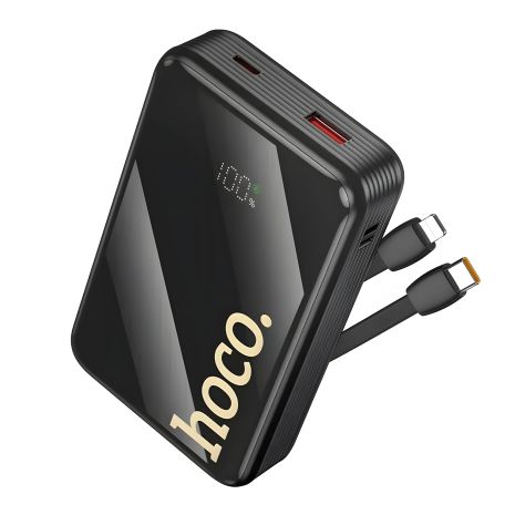 Портативний зарядний пристрій Hoco Q37A Graceful 22.5W, PD20W, з двома кабелями, 20000mAh, чорний Портативний зарядний пристрій Hoco Q37A Graceful 22.5W, PD20W, з двома кабелями, 20000mAh, чорний