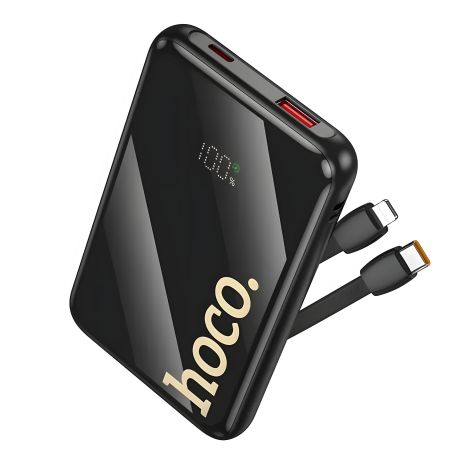 Портативний акумулятор Hoco Q37 Graceful 22.5W + PD20W з двома кабелями, 10000mAh, чорний Портативний акумулятор Hoco Q37 Graceful 22.5W + PD20W з двома кабелями, 10000mAh, чорний