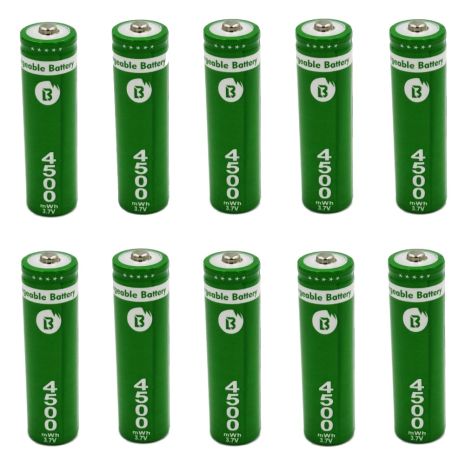 Аккумуляторы 18650 (10шт) 1200 mAh 3.7V / 4500 mWh / с носиком (реальная емкость)