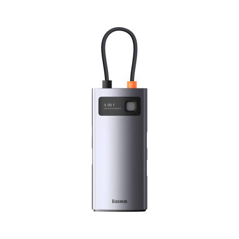 Baseus Metal Gleam Series 4-in-1 Type-C Multifunctional HUB Docking Station Gray (Type-C to USB3.0*3+RJ45*1) WKWG070113
