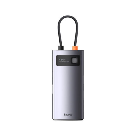 USB-Hub Baseus Metal Gleam Series 4-in-1 Multifunctional Type-C HUB Docking Station Gray, Type-C to 3 USB3.0, 1 RJ45, WKWG070113