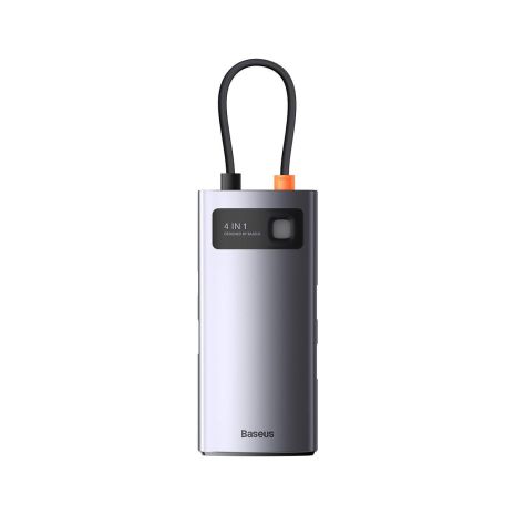 USB-Hub Baseus Metal Gleam Series 4-in-1 Multifunctional Type-C HUB Docking Station Gray (Type-C to USB3.0*3+RJ45*1) WKWG070113