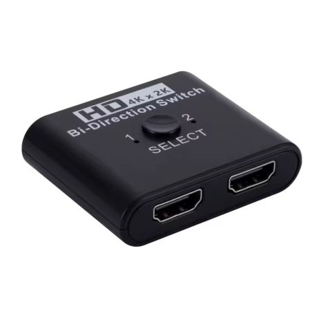 HDMI розгалужувач двонаправлений Bi-Direction Switch на 2 порти 4К 60Hz Plastic, Black, перемикач + комутатор 2x1, 1x2 Для PC, XBox, PS4, PS5, відеоплеєрів