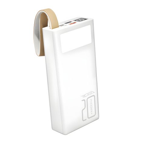 Повербанк Ridea RP-D20L Phoenix20, PD, QC 3.0, 20W, дисплей, лампа, 20000mAh, білий