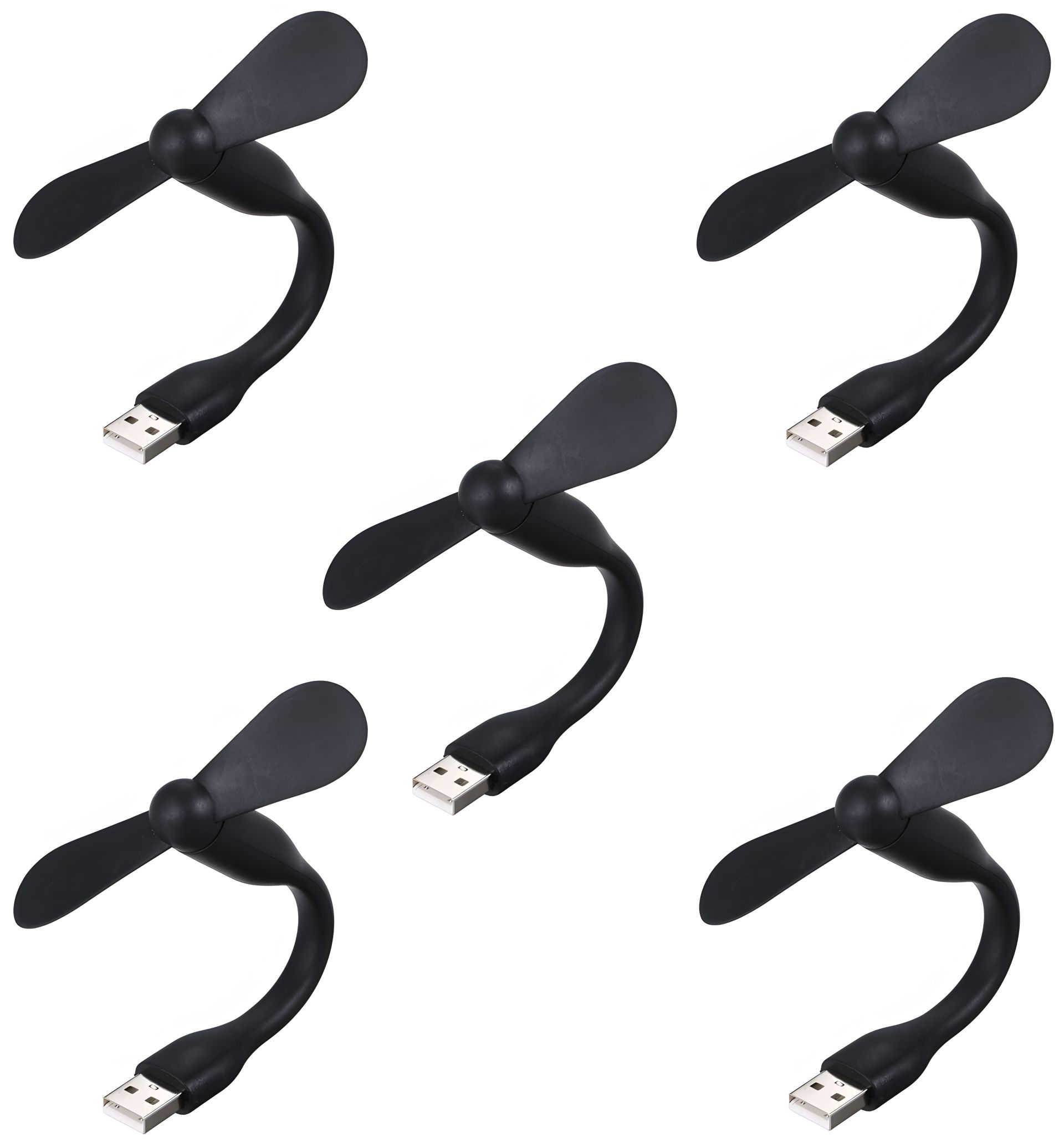 Комплект из 5 черных мобильных вентиляторов USB, для повербанка и ноутбука Комплект из 5 черных мобильных вентиляторов USB, для повербанка и ноутбука