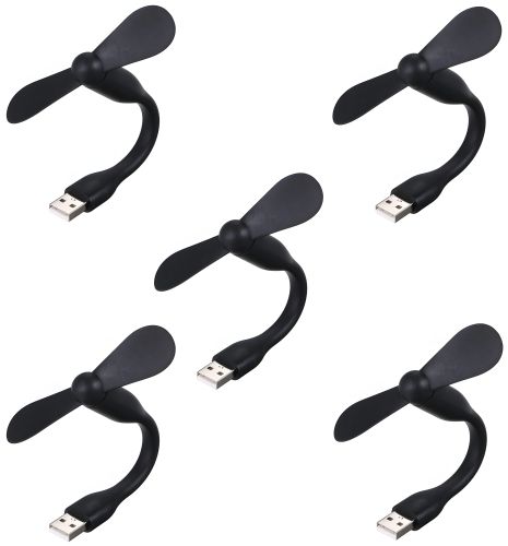 USB вентилятор мобільний чорний, для повербанка, ноутбука, комплект 5шт