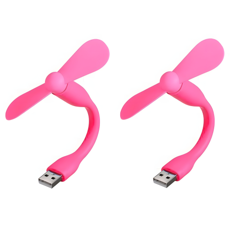Комплект из 2 розовых мобильных вентиляторов USB, для повербанка и ноутбука