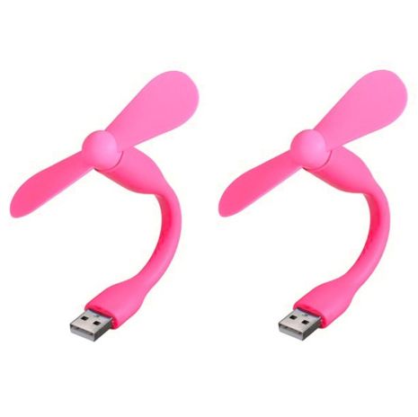 Мобільний вентилятор USB рожевий, від повербанка, ноутбука, комплект 2шт