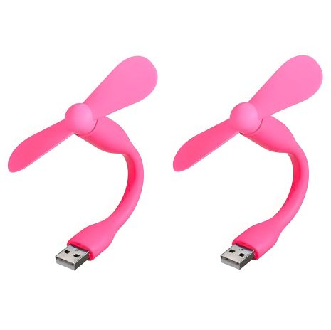 Рожевий USB вентилятор мобільний, комплект 2шт, для повербанка, ноутбука