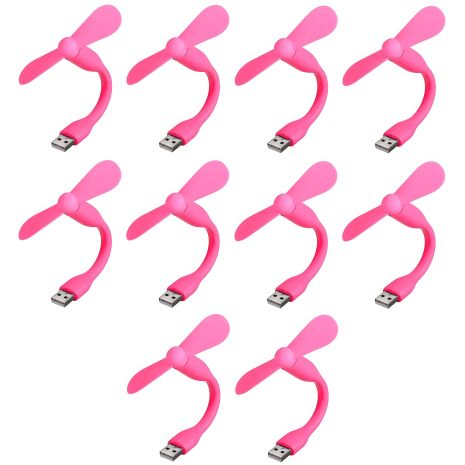 Рожевий USB вентилятор мобільний, комплект 10шт, для повербанка, ноутбука