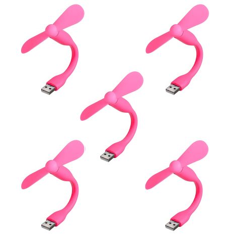 Рожевий USB вентилятор мобільний, комплект 5шт, для повербанка, ноутбука