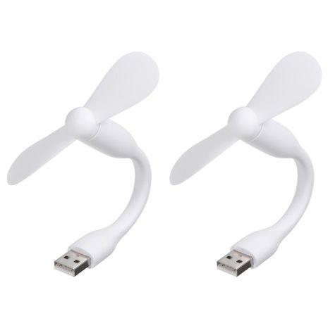 Мобильный вентилятор USB белый, от повербанка, ноутбука, комплект 2шт