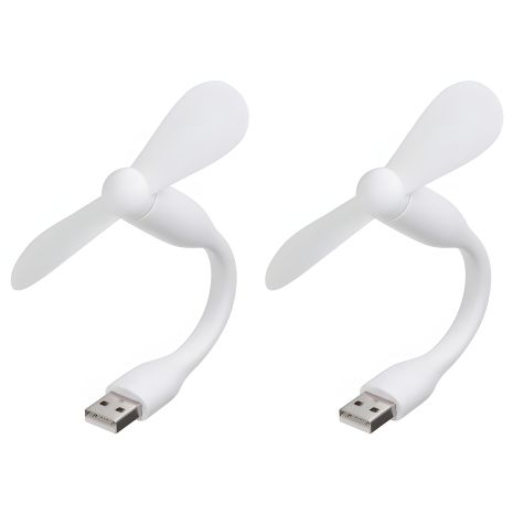 Білий вентилятор мобільний USB, від повербанка, ноутбука, комплект 2шт