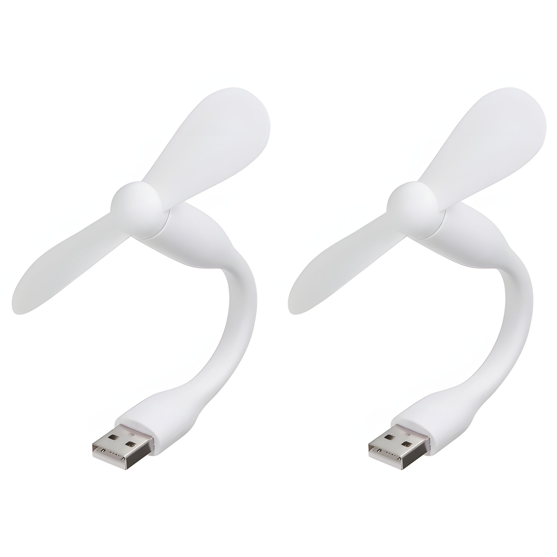 Комплект из 2 белых мобильных вентиляторов USB, для повербанка и ноутбука Комплект из 2 белых мобильных вентиляторов USB, для повербанка и ноутбука