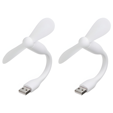 Білий вентилятор мобільний USB, від повербанка, ноутбука, комплект 2шт