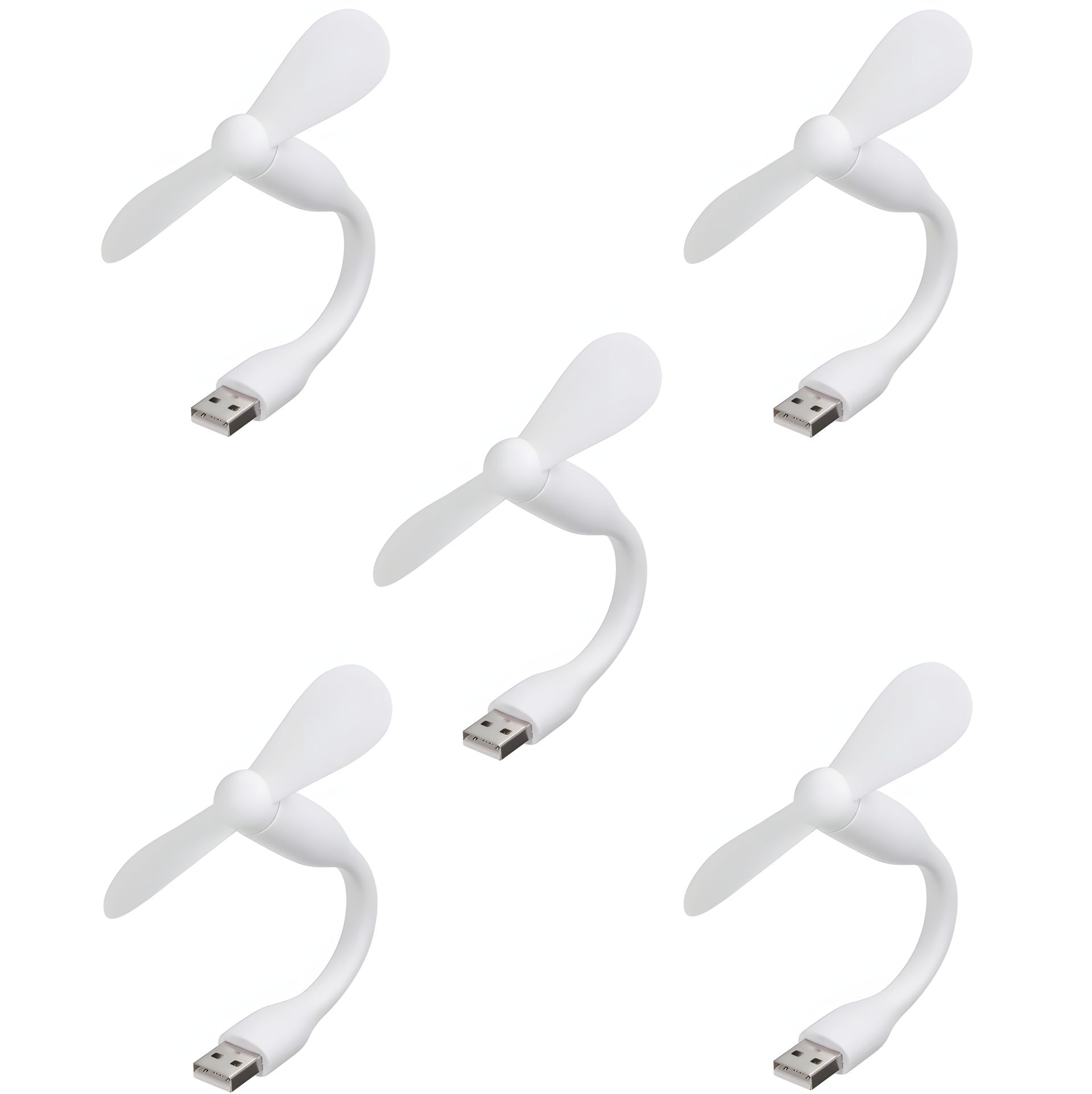 Комплект из 5 белых мобильных вентиляторов USB, для повербанка и ноутбука Комплект из 5 белых мобильных вентиляторов USB, для повербанка и ноутбука