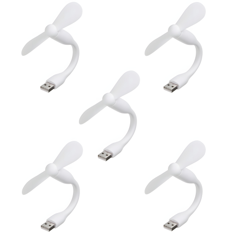 Комплект из 5 белых мобильных вентиляторов USB, для повербанка и ноутбука