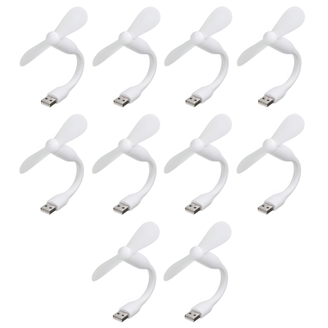 Комплект из 10 белых мобильных вентиляторов USB, для повербанка и ноутбука