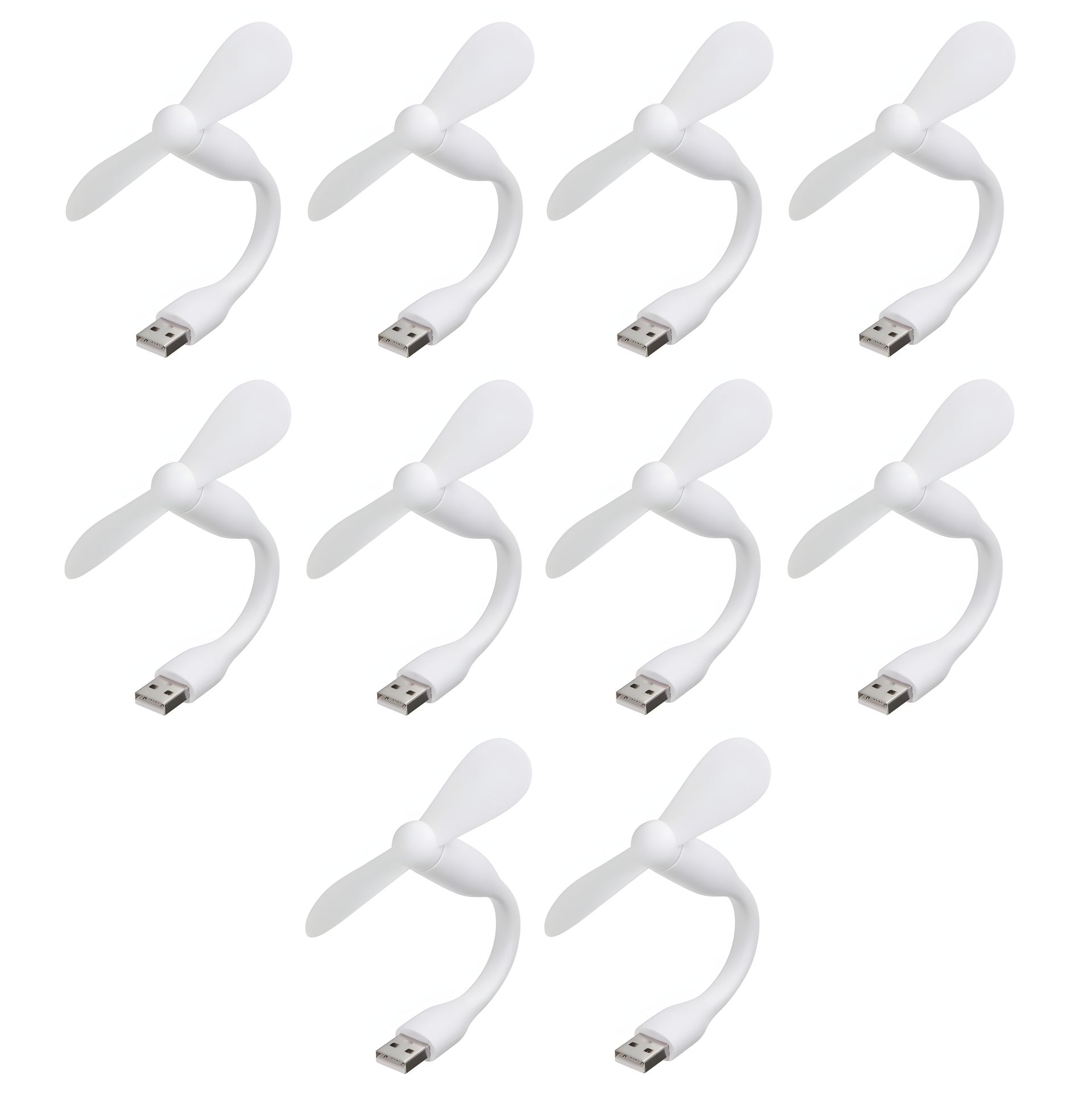 Комплект из 10 белых мобильных вентиляторов USB, для повербанка и ноутбука Комплект из 10 белых мобильных вентиляторов USB, для повербанка и ноутбука