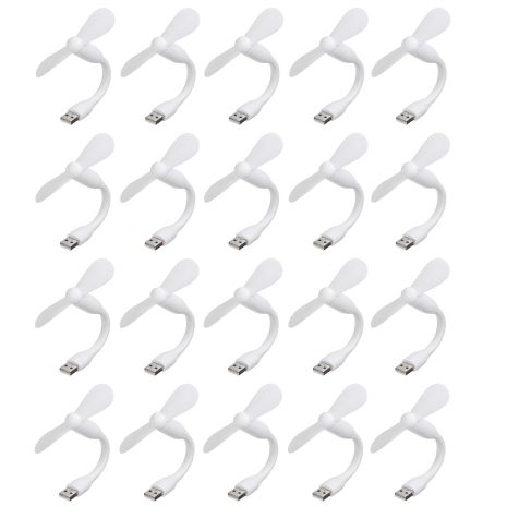 Комплект из 20 белых мобильных вентиляторов USB, для повербанка и ноутбука