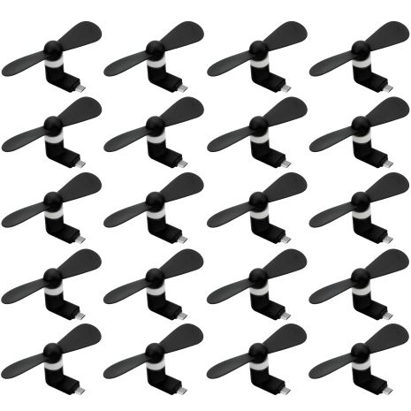 Черный мобильный вентилятор MicroUSB, для телефона, повербанка, ноутбука, набор 50 шт