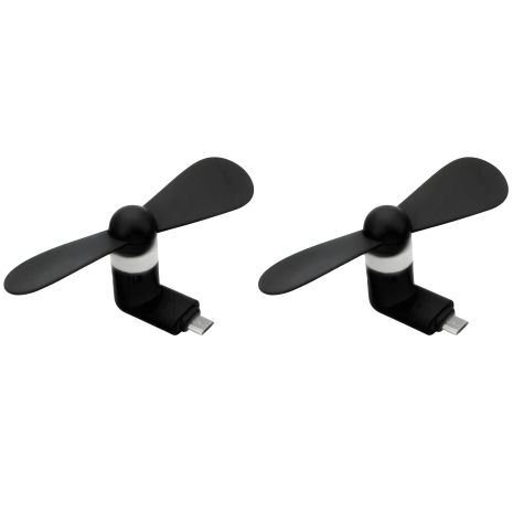 Чорний провід для телефону мобільного, комплект 2шт, MicroUSB вентилятор