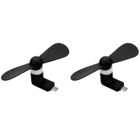 Мобільний вентилятор MicroUSB чорний, від телефону, повербанка, ноутбука, комплект 2шт Мобільний вентилятор MicroUSB чорний, від телефону, повербанка, ноутбука, комплект 2шт