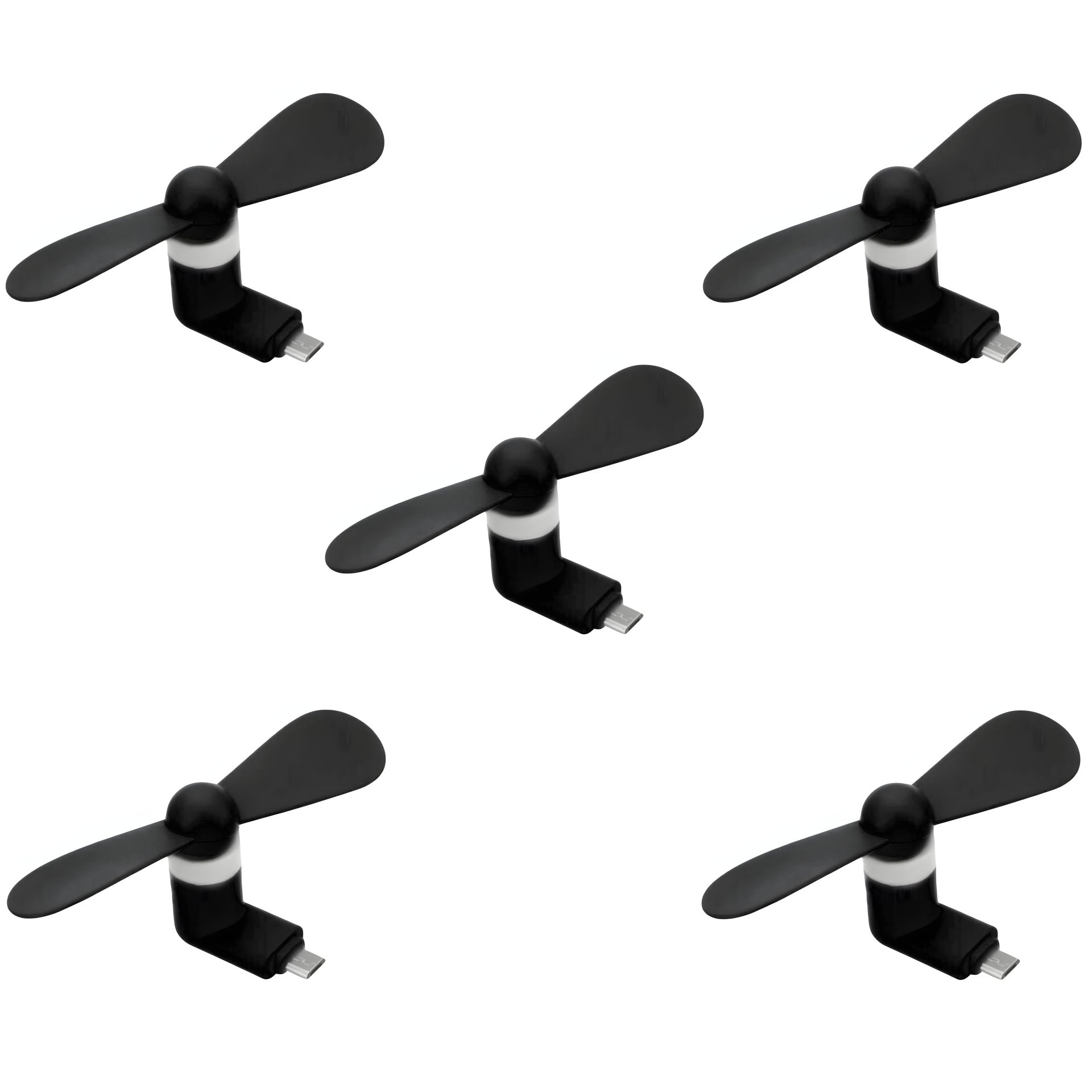 Черный мобильный вентилятор MicroUSB, для телефона, повербанка, ноутбука, набор 5 шт Черный мобильный вентилятор MicroUSB, для телефона, повербанка, ноутбука, набор 5 шт