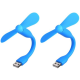 Мобильный вентилятор USB синий, от повербанка, ноутбука, комплект 2шт