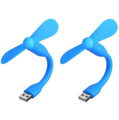 Мобильный вентилятор USB синий, от повербанка, ноутбука, комплект 2шт