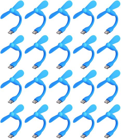 Мобильный вентилятор USB синий, от повербанка, ноутбука, комплект 100шт