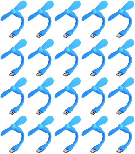 Мобильный вентилятор USB синий, ноутбук, повербанк, комплект 20шт