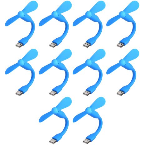 Комплект 10шт: мобильный вентилятор синего цвета с USB, ноутбук, повербанк Комплект 10шт: мобильный вентилятор синего цвета с USB, ноутбук, повербанк